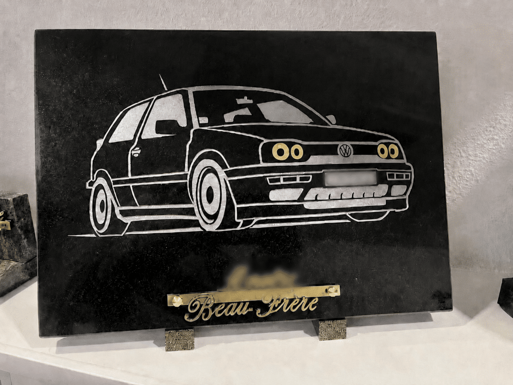 Plaque décorative voiture Volkswagen style gravure noire