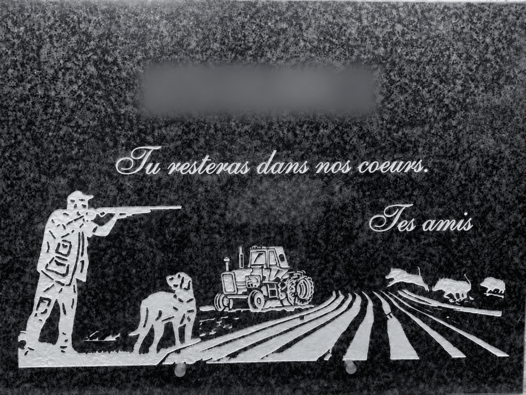 Plaque funéraire gravée avec scène de chasse